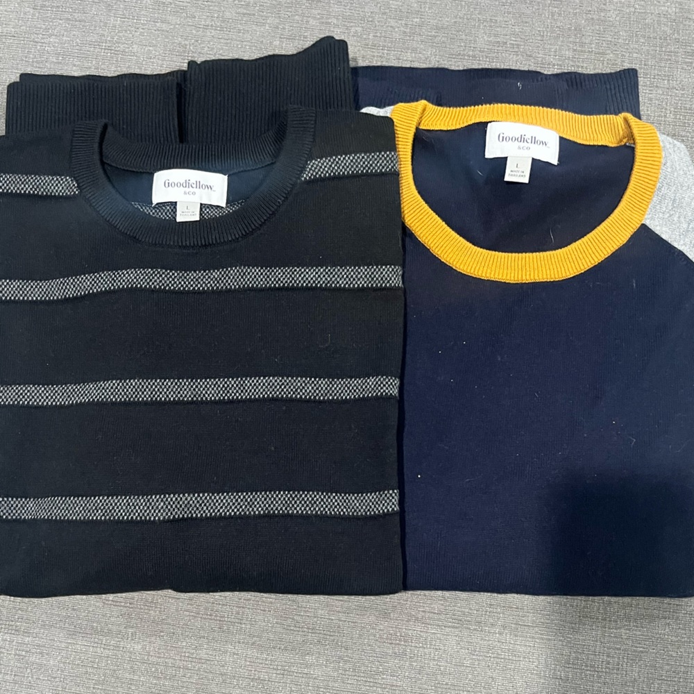 Goodfellow & Co Navy Sweater with Mustard Trim